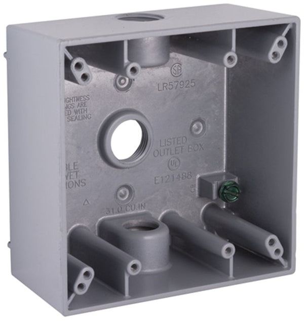 Hubbell-Raco 5333-0 Weatherproof Outlet Box, 2-Gang, Depth: 2", Die Cast
