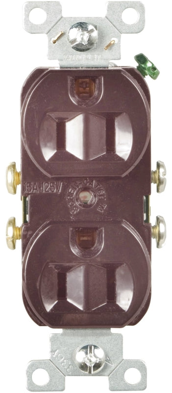 EATON Wiring CR15B-SP-L Commercial Grade Straight Blade Duplex Receptacle with 15-Amp, 125-Volt, 5-15-NEMA Rating, Brown