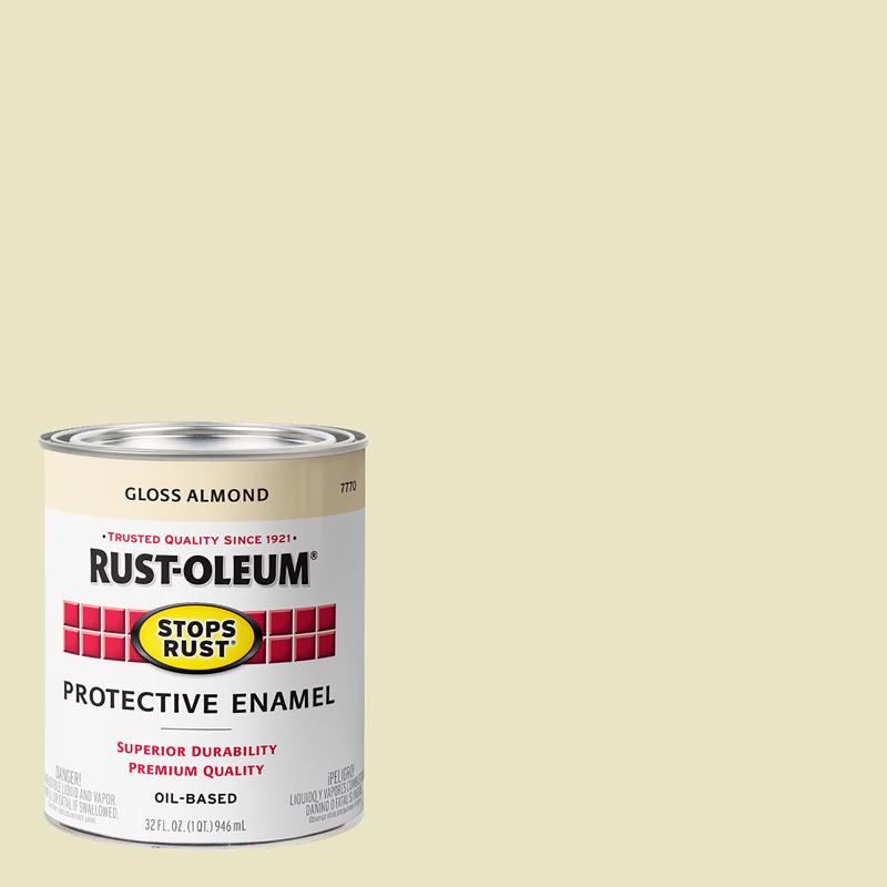 Rust-Oleum 7770502 Stops Rust Brush On Paint, Quart, Gloss Almond, 1 Quarts (Pack of 1)