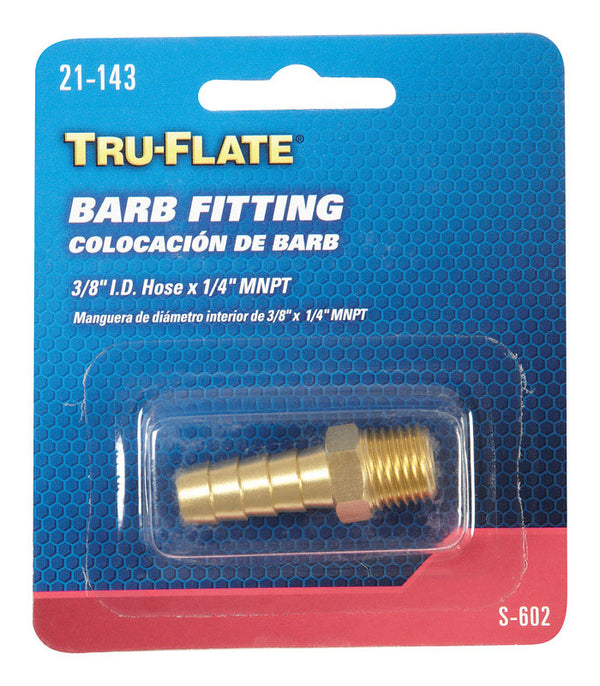 Tools & Harware Tru-Flate 21-143 1/4 NPT Male Fitting x 3/8 ID Hose Barb Type Fitting Model: 21-143 (Hardware & Tools Store) TRFL21143