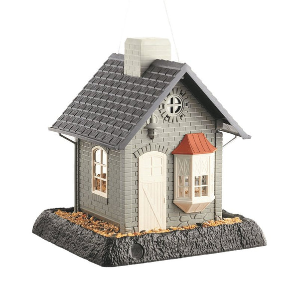 North States Village Collection Bayside Cottage Birdfeeder: Easy Fill and Clean. Squirrel Proof Hanging Cable included, or Pole Mount Large, 5 pound Seed Capacity (9.5 x 10.25 x 11, Gray) 9282