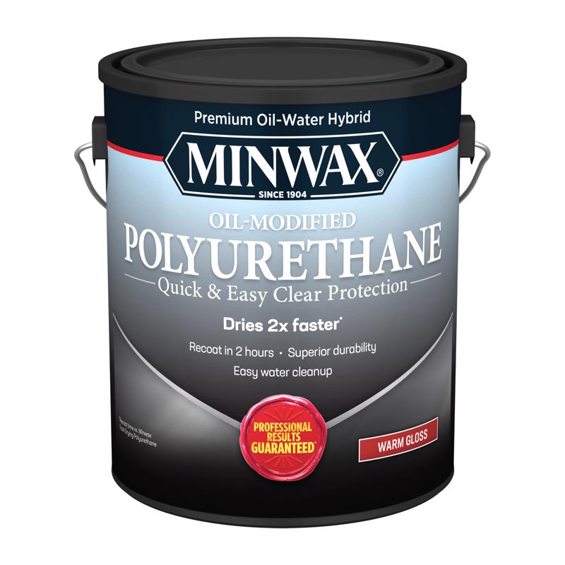 Minwax Water Based Oil-Modified Polyurethane, Warm Gloss, Clear, 1 Gallon