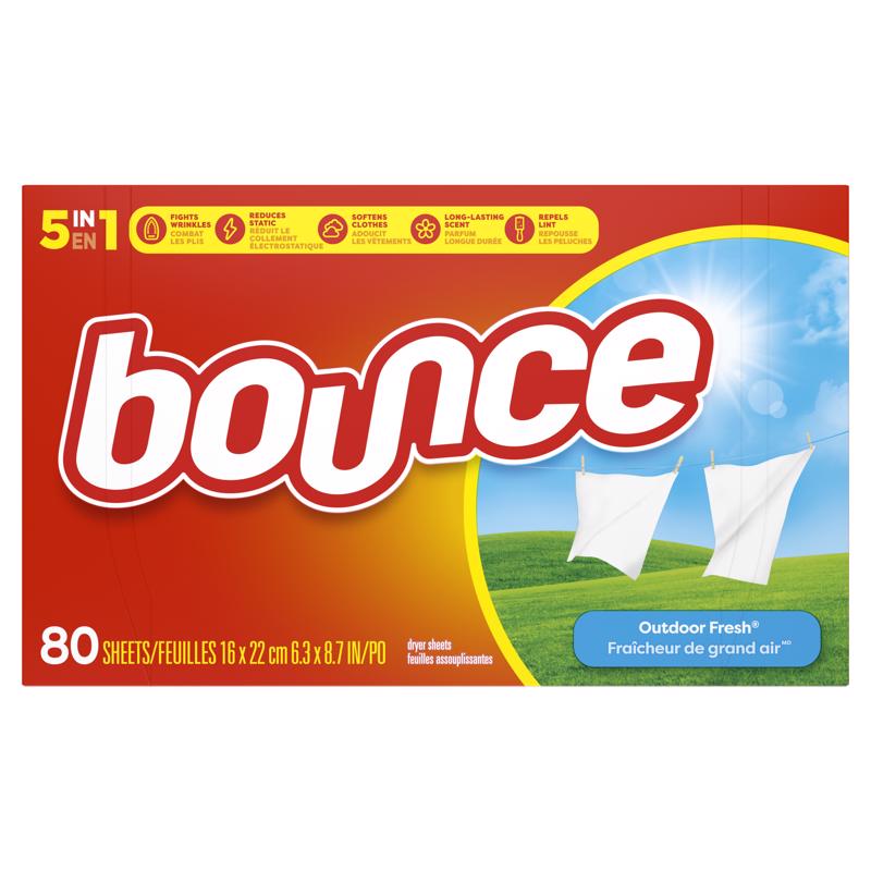 Bounce Fabric Softener Sheets, Outdoor Fresh Scent, 80 ct 80318344