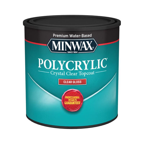 1/2 pt Minwax 25555 Clear Polycrylic Water-Based Protective Finish Gloss 255554444
