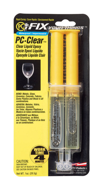 PC Products PC-Clear Epoxy Adhesive Liquid, 1oz Double Syringe, Clear 70147 070147