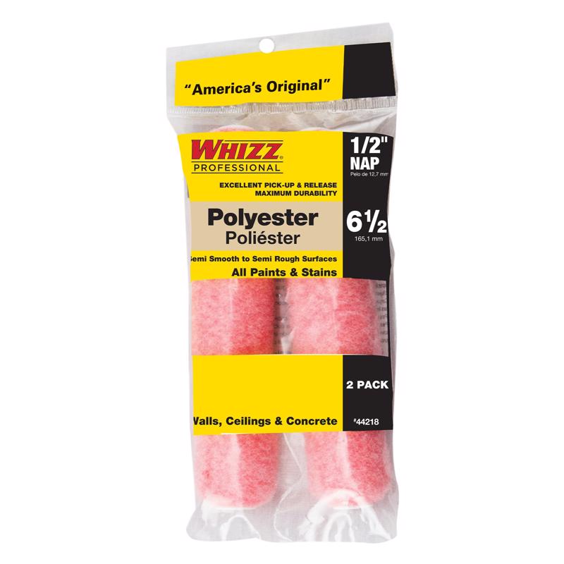 Work Tools International 44218 6-1/2-Inch WhizzFlex Polyester Mini Paint Roller Cover Refill, Pink, 2-Pack