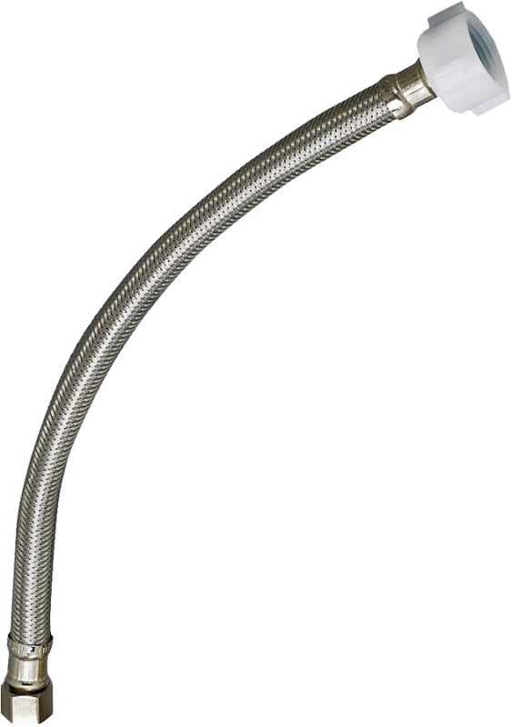 Plumb Pak PP23807 E-Z Toilet Supply Tube with Flag Label, 3/8 in Compression X 7/8 in Ballcock, 16 in L, Stainless Steel