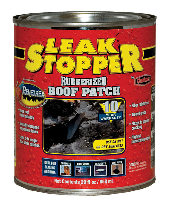 Leak Stopper Rubber Flexx Liquid Rubber Coating - Seal & Waterproof Protection - for Boats, Roof, Tents, Machinery, Buildings, Interior, Exterior - 1 Quart Black 0318-GA