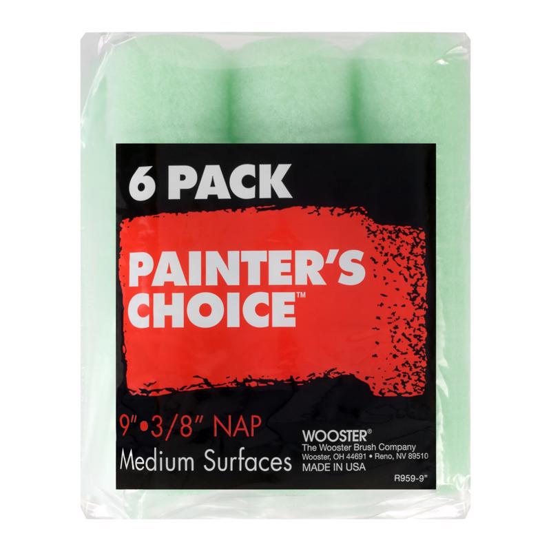 Wooster, 6 Count (Pack of 1), Brush R959 R959-9 Painter's Choice Roller Cover 3/8 Inch Nap, 6-Pack, 9 Inch, 128