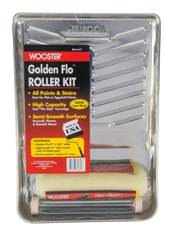 Wooster Golden Flo Threaded End 9 in. W Cage Paint Roller Kit R914-9