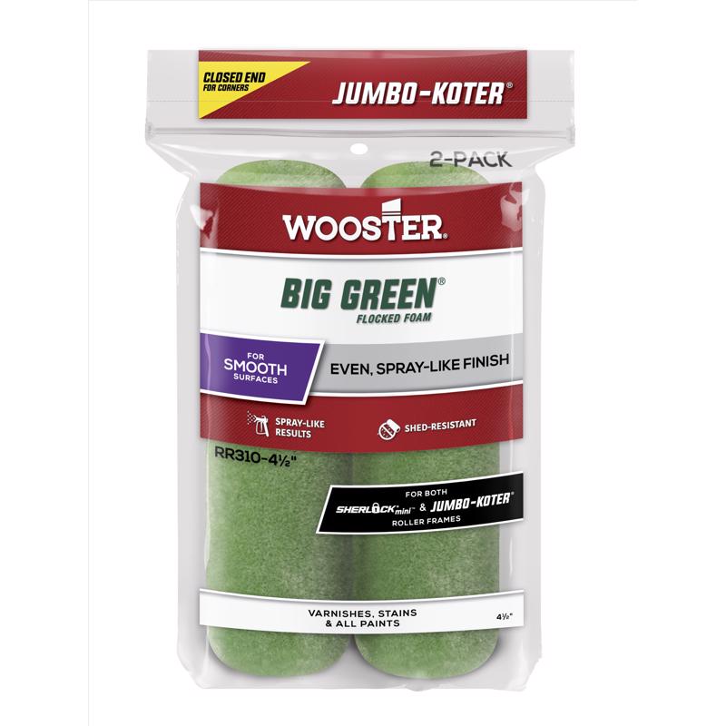 Wooster Brush RR310-4 1/2 Jumbo-Koter Big Green Paint Roller, 4-1/2 in L, Fabric Cover, Phenolic Core, 4.5 Inch