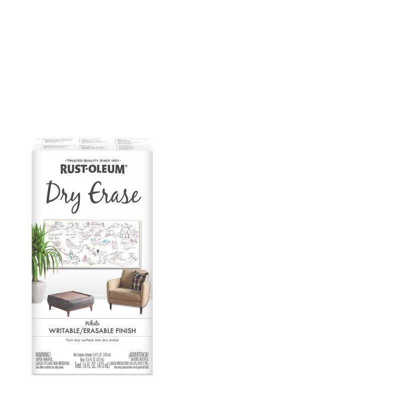 Rust-Oleum 241140 Specialty Dry Erase Brush-On Paint Kit, White 16 Fl Oz (Pack of 1)