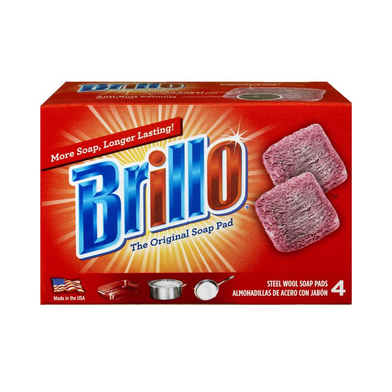 Brillo Steel Wool Soap Pads, Original Scent (Red), 4-Count
