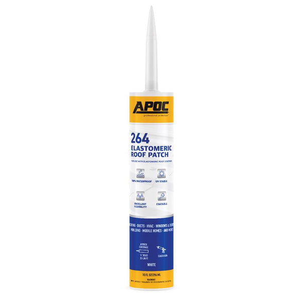 Gardner APOC 264 Flash N' Seal White Elastomeric Roof & Flashing Sealant, 10.1 oz., 100% Waterproof, Ideal for Roofs, HVAC, RVs, Mobile Homes, Trim, Windows & More AP-2649
