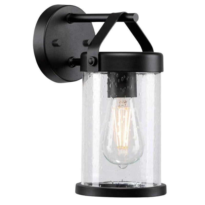 Westinghouse 6579600 Jamestown Transitional One-Light Outdoor Wall Light Sconce Textured Black Finish, Clear Seeded Glass