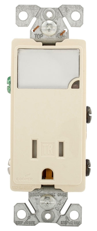 EATON Wiring TR7735LA 3-Wire Receptacle Combo Nightlight with Tamper Resistant 2-Pole, Light Almond TR7735LA-BOX