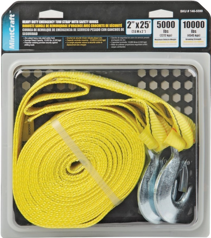 Mintcraft FH64062-1 Heavy Duty Tow Strap with Hook, 2-1 2" X 25'