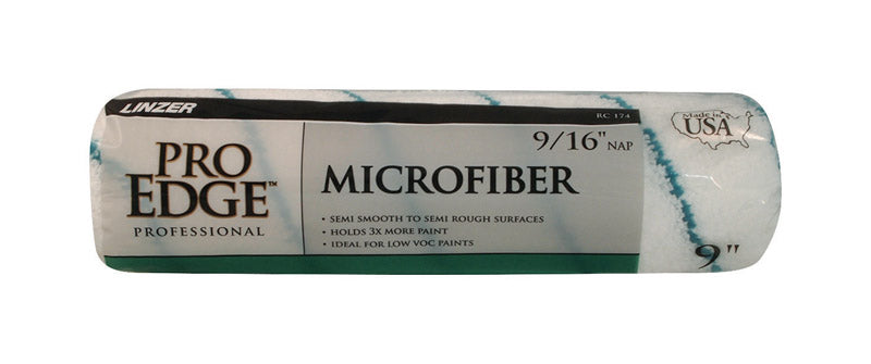 Linzer Products, RC-174-9 Microfiber Shed-Free Paint Roller Cover, 9/16-inch Nap, 9-inch length, White. One Roller Cover.
