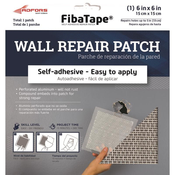 FibaTape 6 inch x 6 inch Self Adhesive Perforated Aluminum Wall and Ceiling Repair Patch FDW6838-U