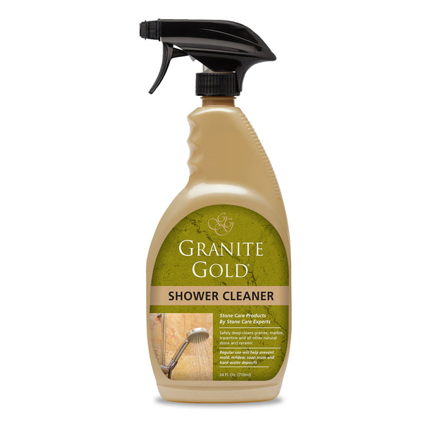 Granite Gold Shower Cleaner Spray for Quartz, Granite, Marble, Ceramic, and Other Stone Tub Surfaces, Made in the USA, 24 Ounces, Gold GG0039