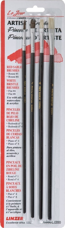 Linzer Products A444 Linzer Artist Paint Brush Set, 4 Pieces