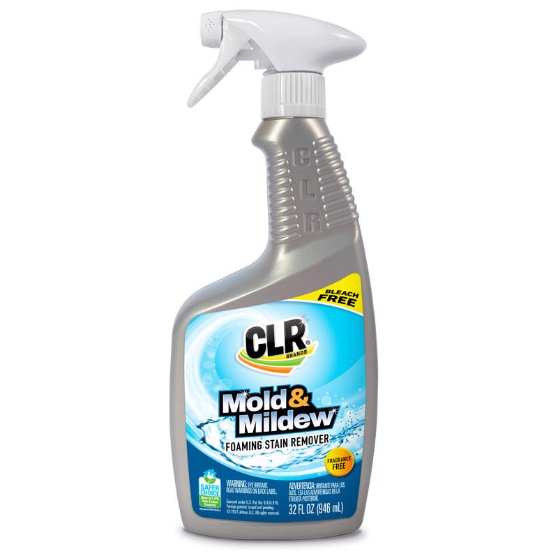 CLR Mold & Mildew Clear, Bleach-Free Stain Remover Spray | Works on Fabric, Wood, Fiberglass, Concrete, Brick, Painted Walls, Glass and More | EPA Safer Choice (32 Ounce)