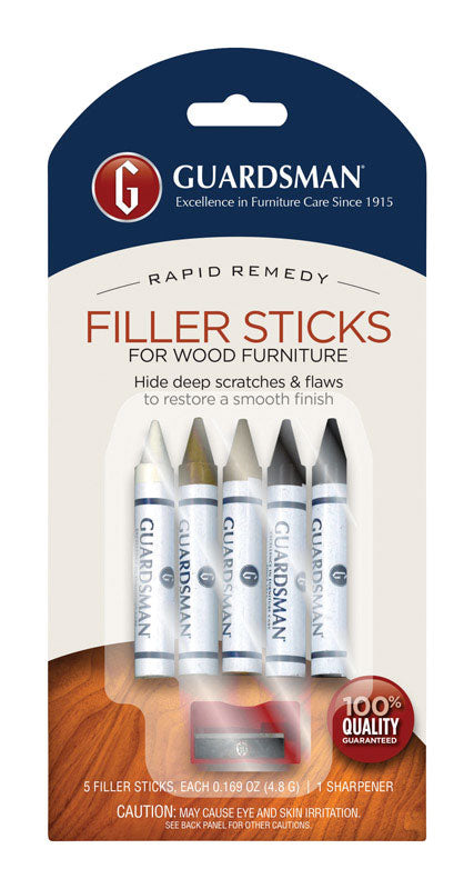 Guardsman Wax Wood Furniture Filler Sticks, Furniture Scratch Repair Kit for Wood Floors, Cabinets, Chairs, and Furnishings, 5 Colors 500300