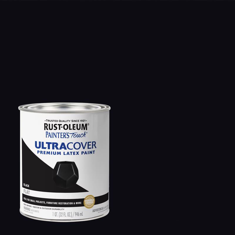Rust-Oleum Painters Touch Ultra Cover Indoor and Outdoor Flat Black Latex Paint 1 qt.