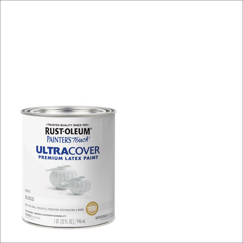 Rust-Oleum 1992502 Painter's Touch Latex Paint, Gloss White 32 Fl Oz, 1 Quarts (Pack of 1)