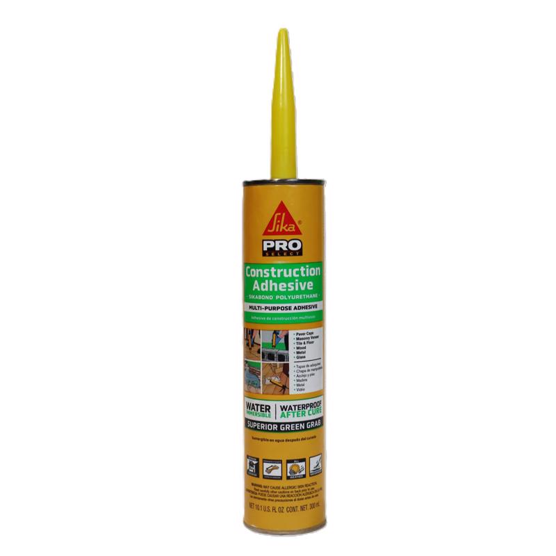 Sika SikaBond Construction Adhesive - Advanced polyurethane caulk - Gray - For outdoor surface use - Water immersible and waterproof - 10.1ml