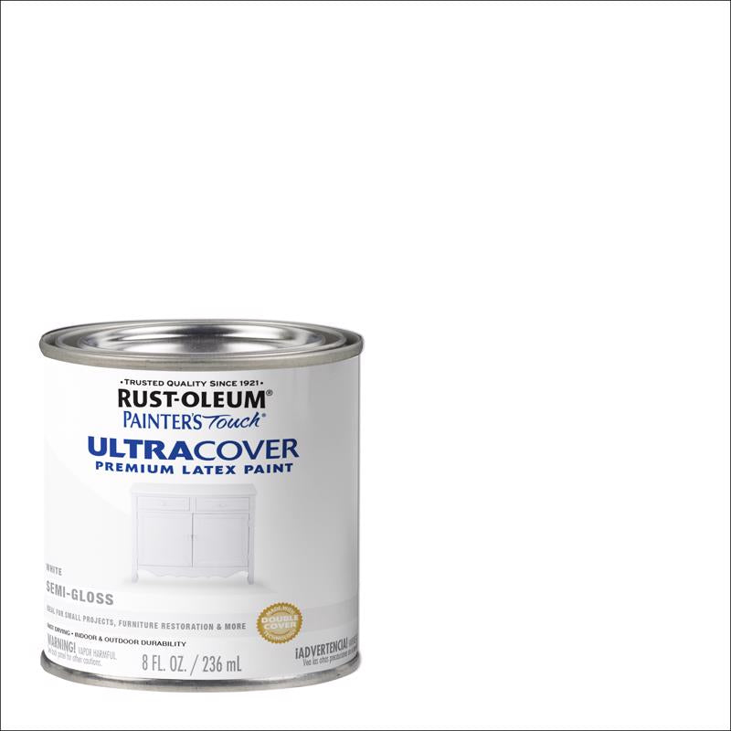 Rust-Oleum 1993730 Painter's Touch Latex Paint, Half Pint, Semi-Gloss White 8 Fl Oz (Pack of 1)