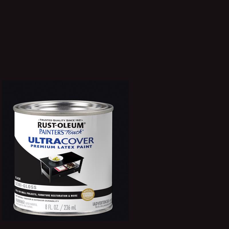 Rust-Oleum 1974730 Painter's Touch Enamel Latex Paint, Half Pint, Semi-Gloss Black 8 Fl Oz (Pack of 1)