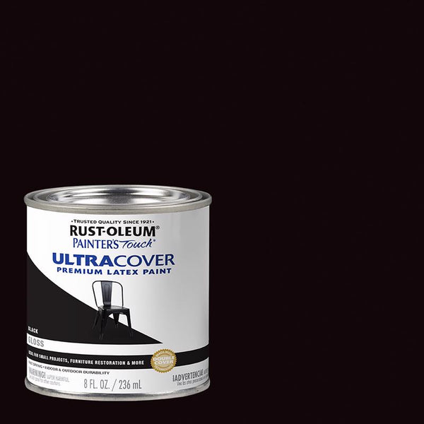 Rust-Oleum 1979730 Painter's Touch Latex Paint, Half Pint, Gloss Black 8 Fl Oz (Pack of 1)
