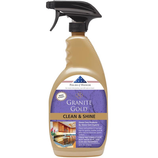 Granite Gold Clean and Shine Spray-Streak-Free Deep Cleaning & Polishing of Granite, Marble, Quartz, 24 Fl Oz (Pack of 1) GG0047