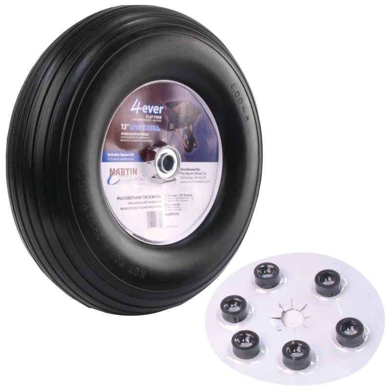 Martin Wheel 400-6 13" Flat Free Wheelbarrow Wheel 6x5/8" Hub (406RBPU32)