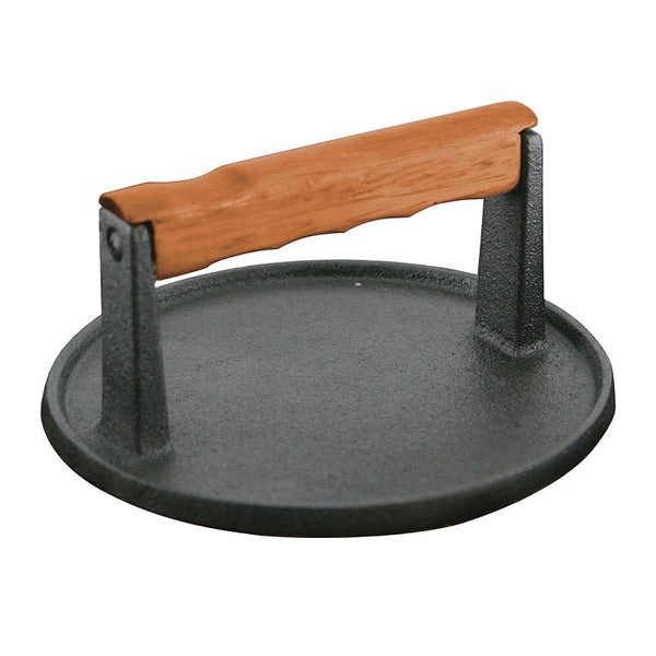 Cast Iron Smash Burger Press, Pre-Seasoned Cast Iron Grill Press, Wooden Handle Bacon Press, 7" Heavy-Duty Round Hamburger Patty Press for Food Cooking Indoor & Outdoor BBQ Grill by Mr. Bar-B-Q#06681Y