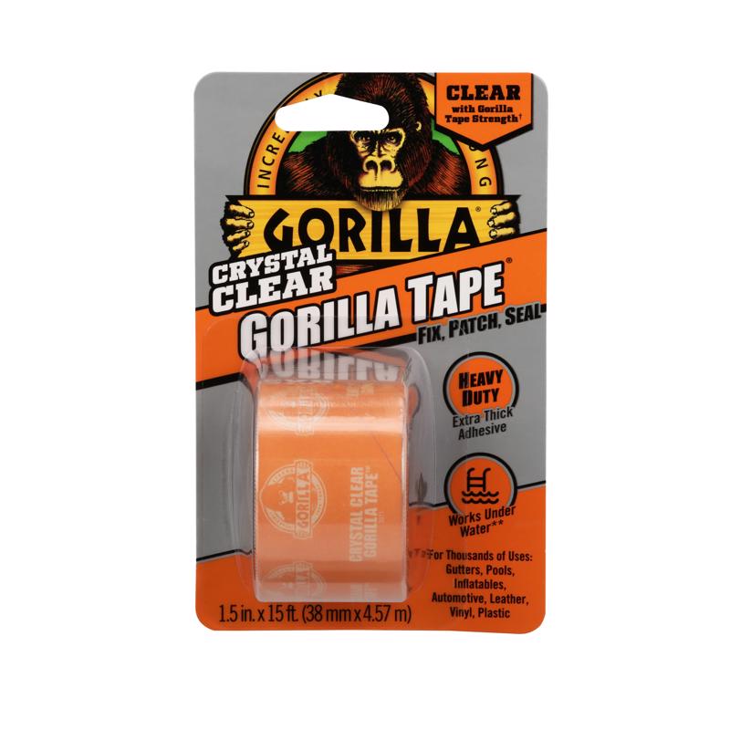 Gorilla Crystal Clear Repair Duct Tape, 1.88” x 5 yd, Clear, (Pack of 1)