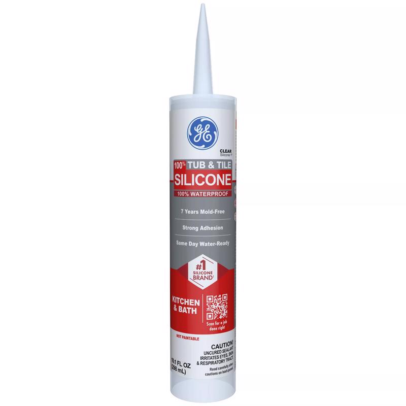 GE Sealants & Adhesives GE612 Tub & Tile Silicone 1 Sealant, 10.1oz, Clear