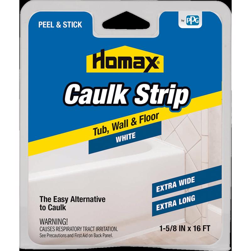 Homax 41072030717 Caulk Strip White, 1-5/8'' X 16', Extra Wide Project Size Tub, Wall and Floor Caulk Strip, 1-5/8'' x 16'