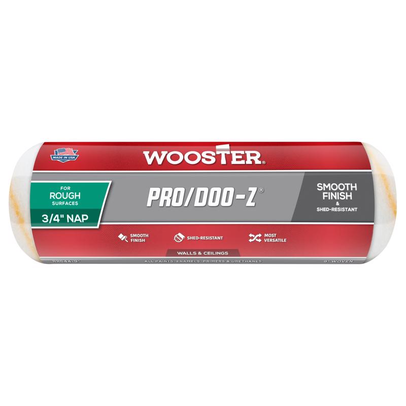 Wooster Brush RR644-9 Pro/Doo-Z Shed Resistant Paint Roller, 3/4 in Nap, 9 in L, Woven Fabric Cover, 9 Inch