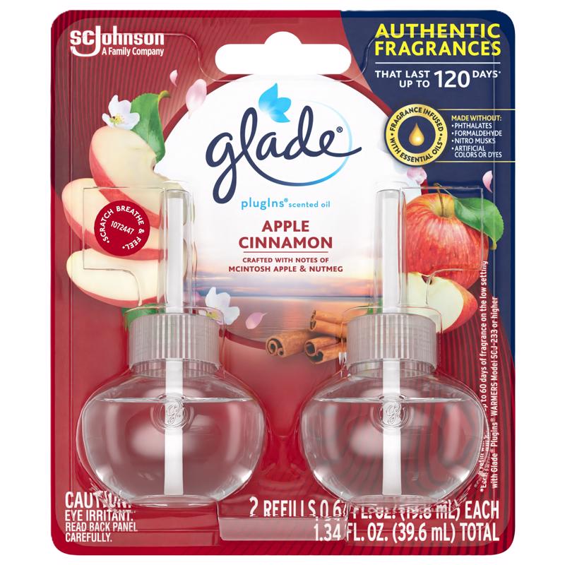 Glade Plugins Scented Oil Refill - Apple Cinnamon - 2 ct