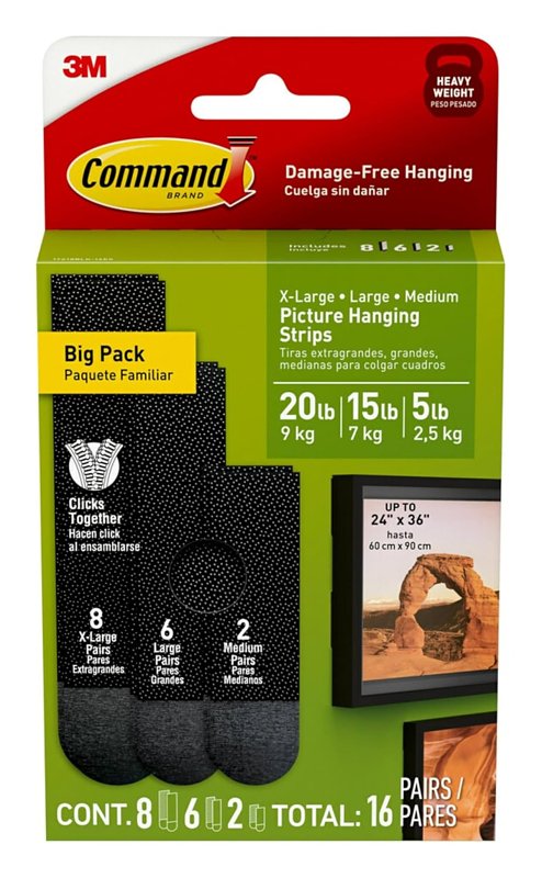 Command Pic Hanging Strp Blk 20/15/5LB 17218BLK-16ES