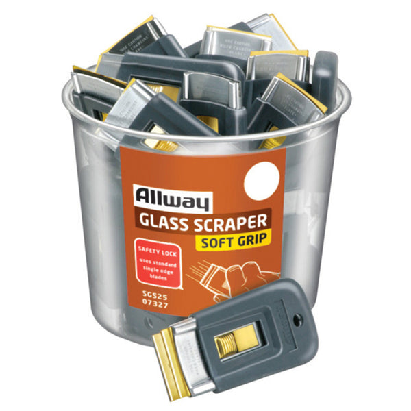 Allway Soft Grip 1.5 in. W Steel Retractable Glass Scraper SGS25 (25-Pack)
