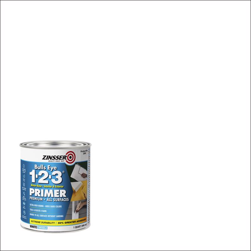 Rust-Oleum ZINSSER 1 qt 02004 White, Bulls Eye 1-2-3 Water-Based Stain Blocking Primer/Sealer