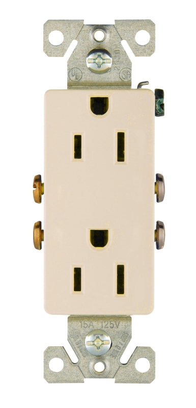 EATON Wiring 1107LA 15-Amp 2-Pole 3-Wire 125-Volts Decorator Duplex Receptacle, Light Almond