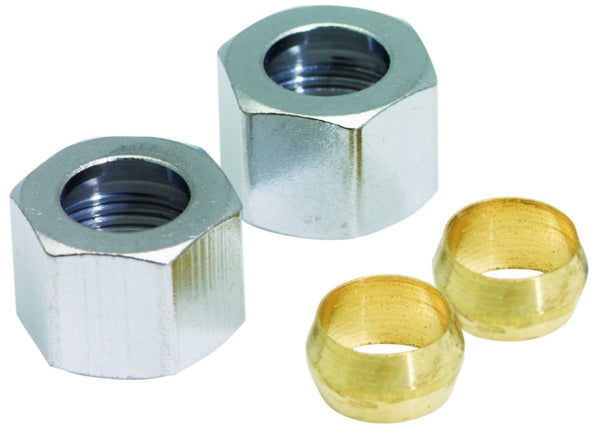 Plumb Pak PP81PC Compression Nut with Ring, 3/8 in Od, Chrome Plated