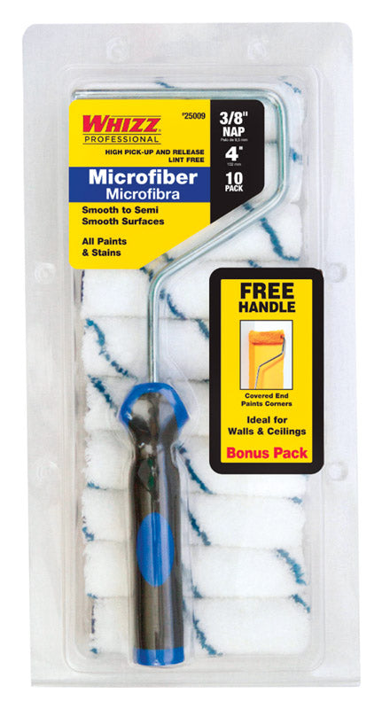 WHIZZ 25009 4" Xtrasorb Microfiber 3/8" Nap Mini Roller 10Pk