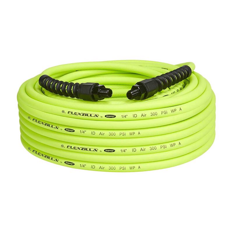 Flexzilla Pro Air Hose, 1/4 in. x 100 ft., Heavy Duty, Lightweight, Hybrid, ZillaGreen - HFZP14100YW2