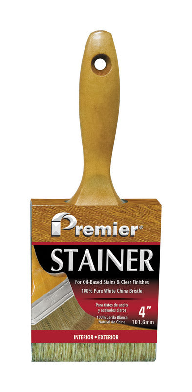 Premier 4" x 7/8" Stain Brush, 100% White China Bristle with Varnished Wood Handle, B500-40