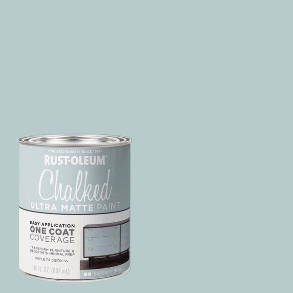 Rust-Oleum Serenity Blue Chalked All-in-One Ultra Matte Paint | One Coat Coverage | No Primer, Sanding, Or Topcoat Needed | Easy Clean Up | Made in USA | 30 OZ 285139